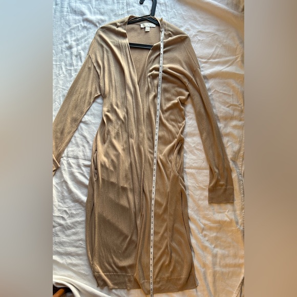 Michael Michael Kors Khaki Open Cardigan/Duster High Side Slits Size XS - Picture 5 of 7
